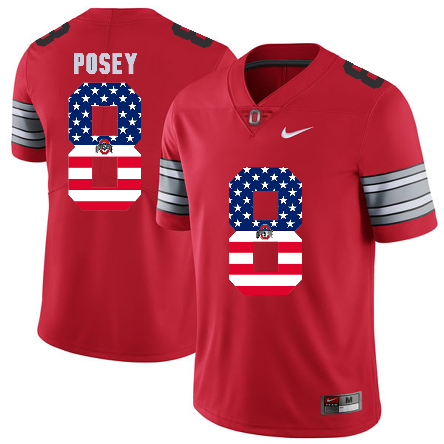 Men Ohio State #8 Posey Red Flag Customized NCAA Jerseys